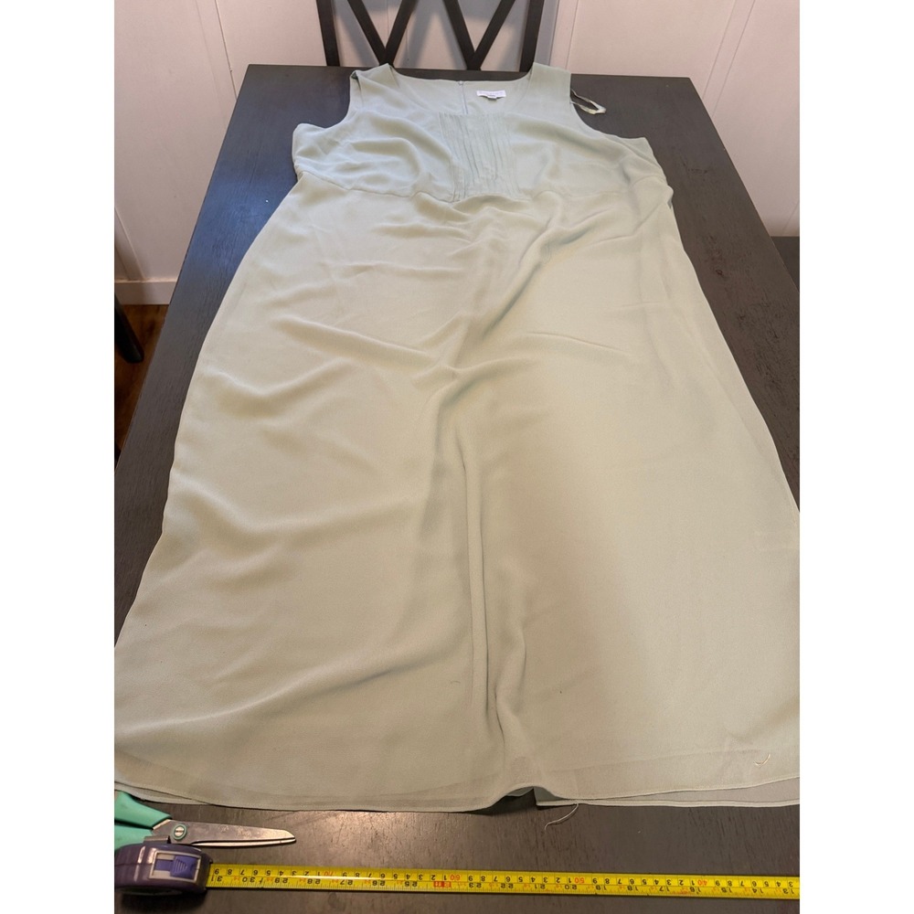 Studio C Plus Sage Green Pleated Sleeveless Midi Dress with Duster Set 24W